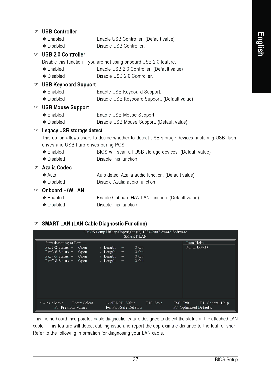 Intel GA-945PL-DS3P USB Controller, USB 2.0 Controller, USB Keyboard Support, USB Mouse Support, Legacy USB storage detect 