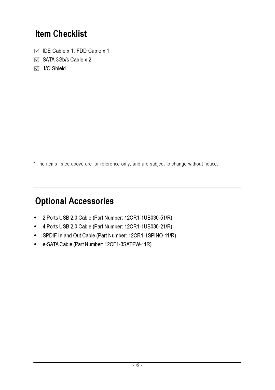 Intel GA-945PL-S3P, GA-945PL-DS3P user manual Item Checklist 