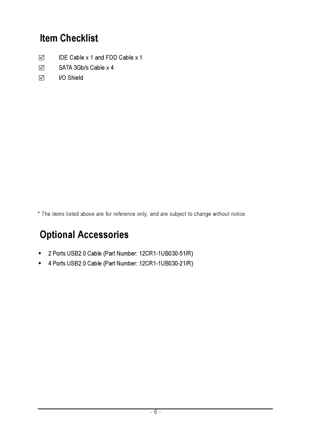 Intel GA-965P-DS3 user manual Item Checklist 