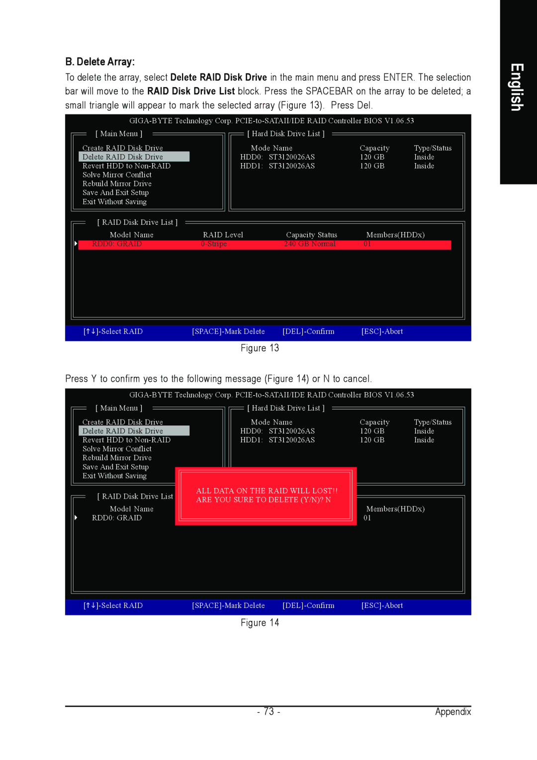 Intel GA-965P-DS3 user manual Delete Array 