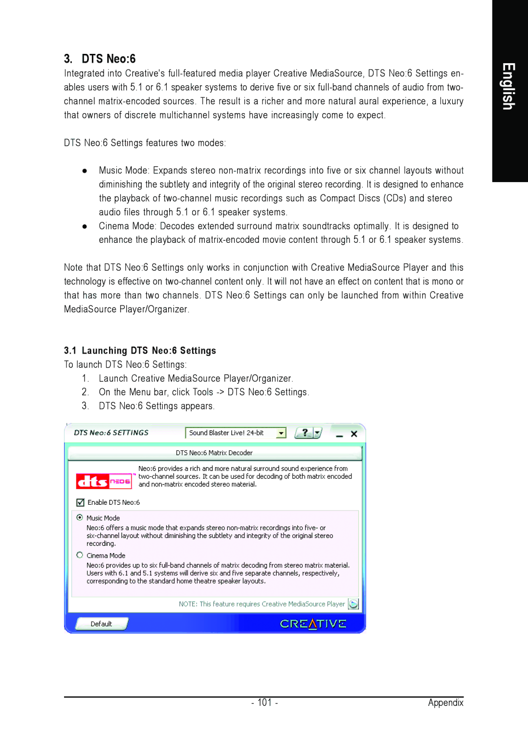 Intel GA-G1975X user manual Launching DTS Neo6 Settings To launch DTS Neo6 Settings 