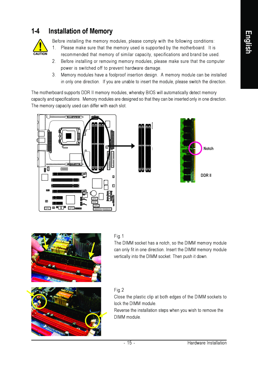 Intel GA-G1975X user manual Installation of Memory 