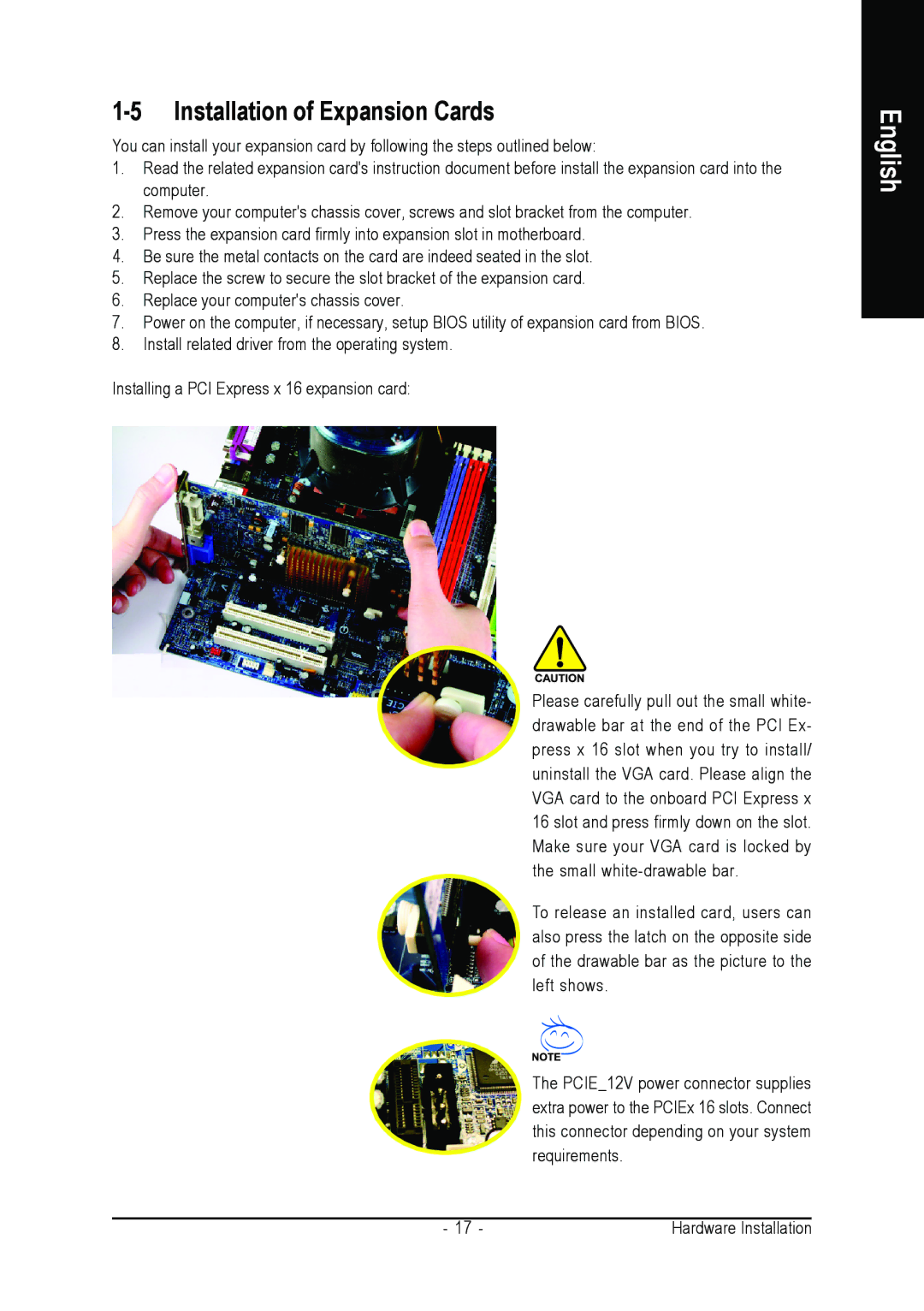 Intel GA-G1975X user manual Installation of Expansion Cards 