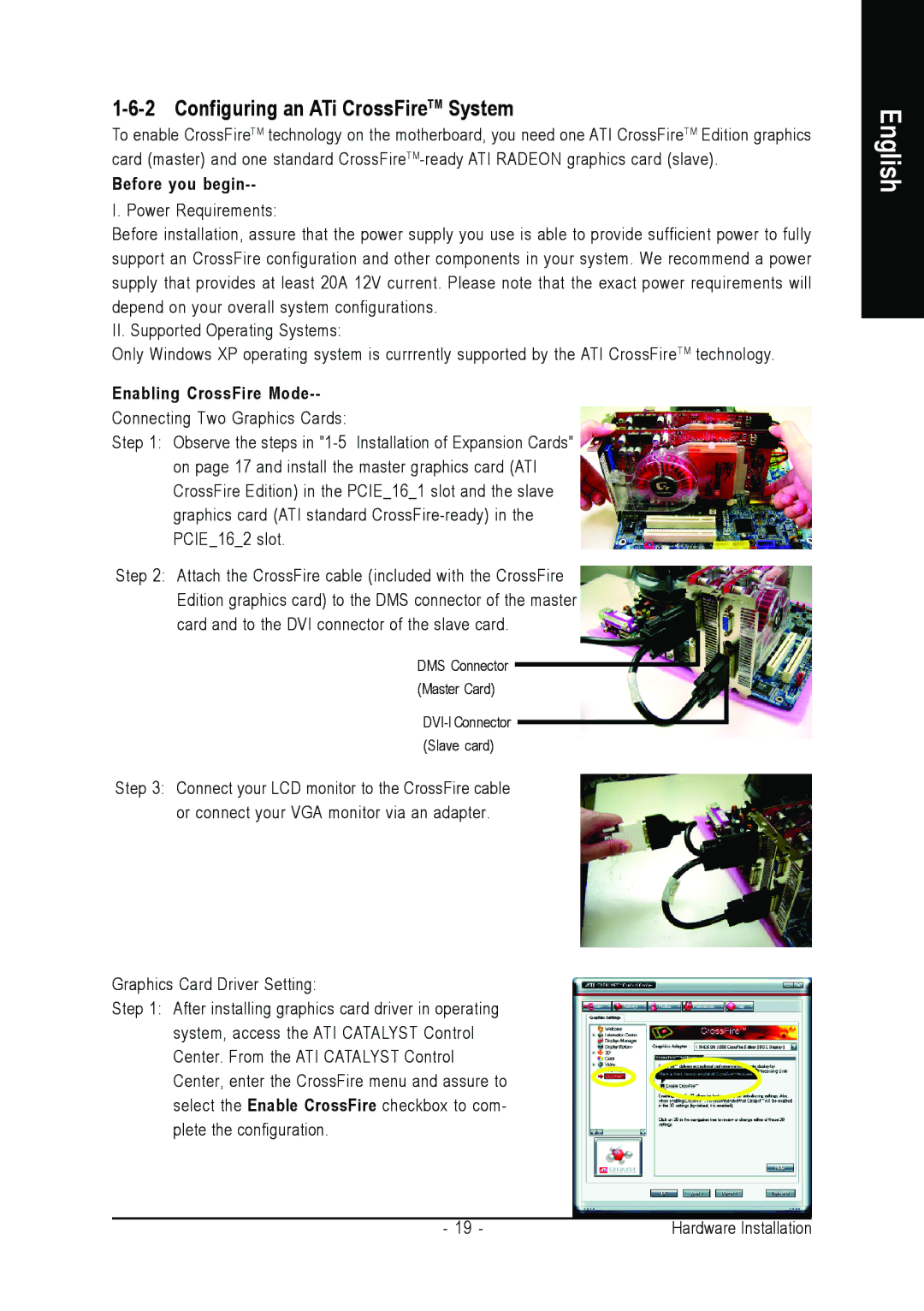 Intel GA-G1975X user manual Configuring an ATi CrossFireTM System, Enabling CrossFire Mode 