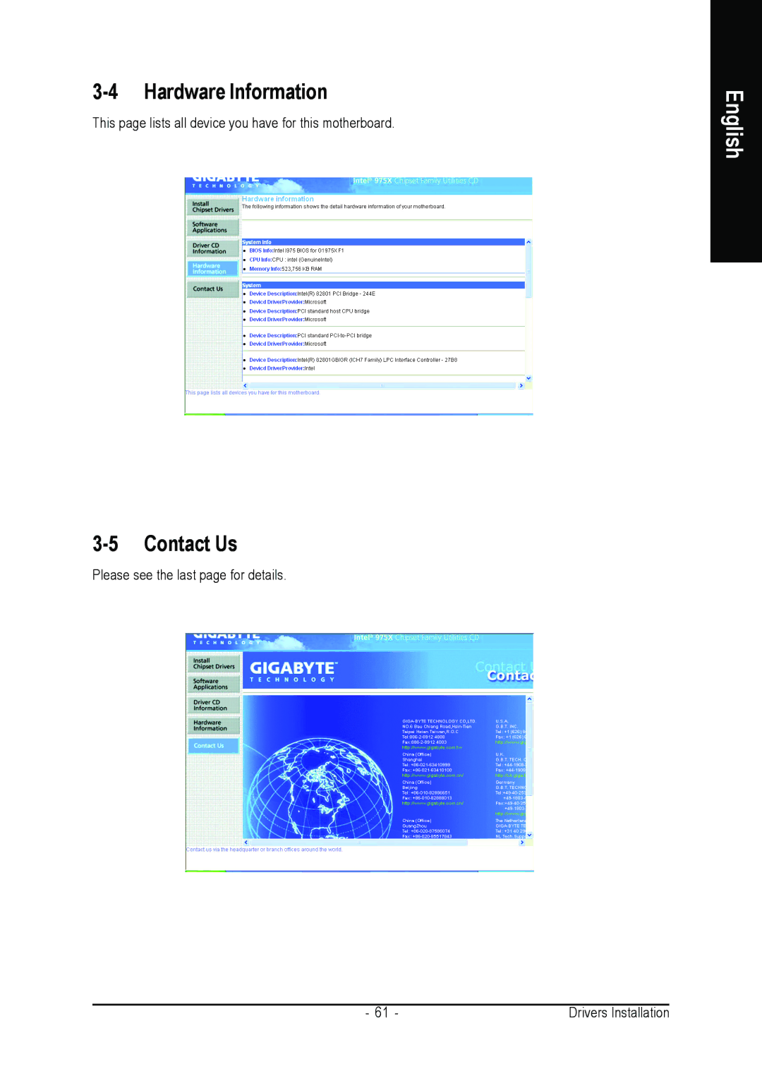 Intel GA-G1975X user manual Hardware Information, Contact Us 