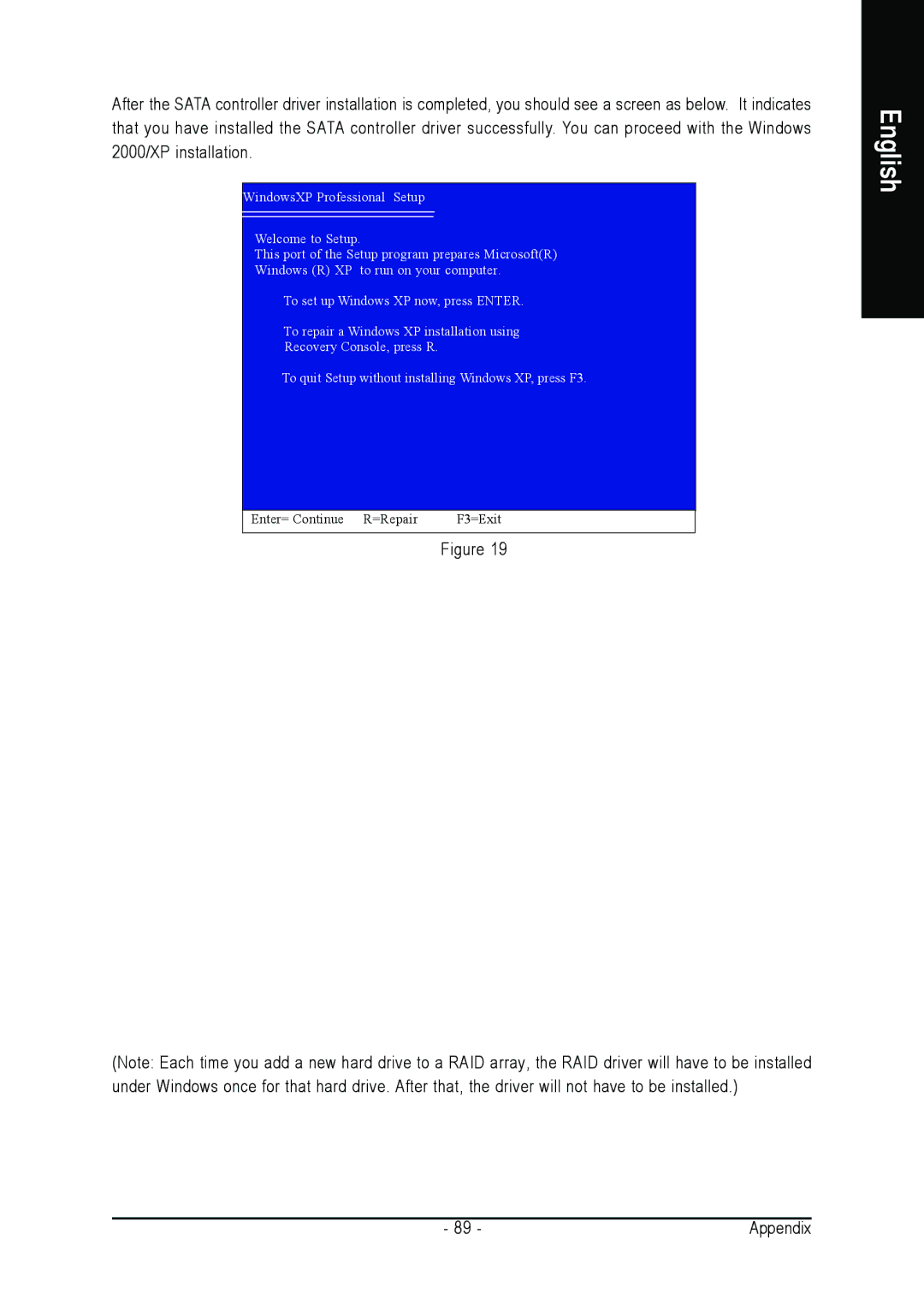 Intel GA-G1975X user manual Enter= Continue R=Repair F3=Exit 