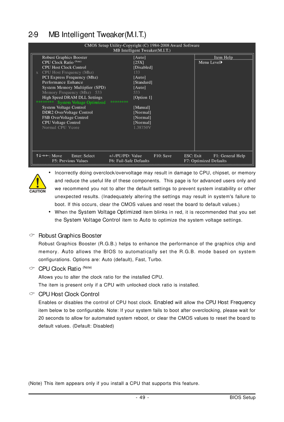 Intel GA-G31M-S2C, GA-G31M-S2L user manual Robust Graphics Booster, CPU Clock Ratio Note, CPU Host Clock Control 