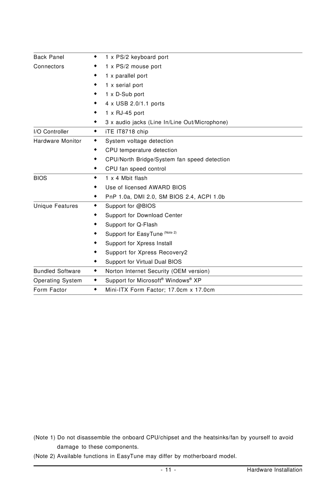 Intel GA-GC230D user manual Mbit flash 