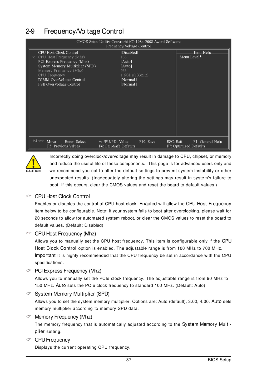 Intel GA-GC230D user manual Frequency/Voltage Control 