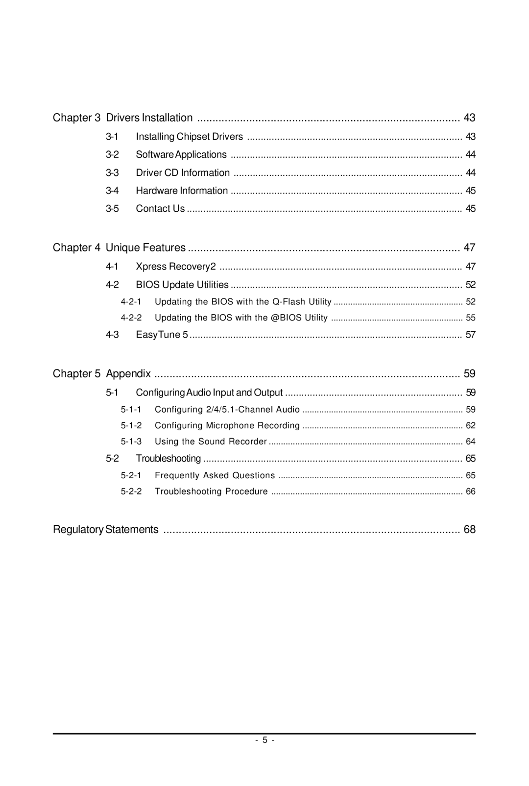 Intel GA-GC230D user manual Regulatory Statements 