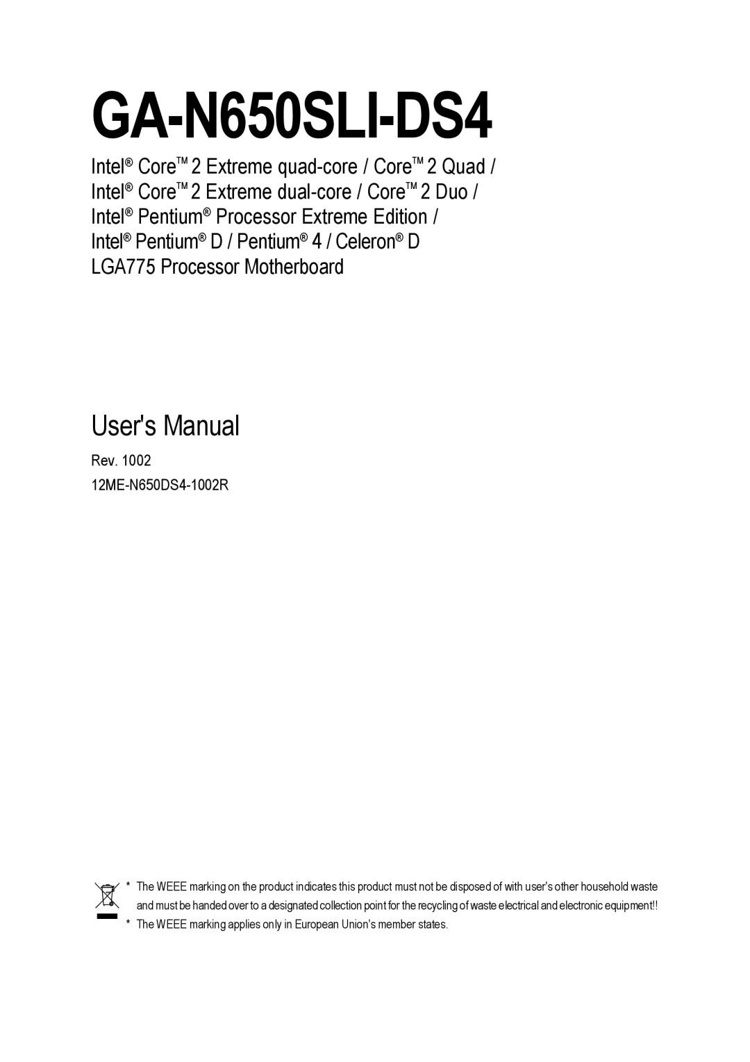 Intel GA-N650SLI-DS4 user manual 