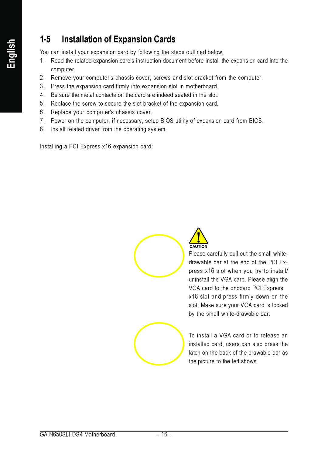 Intel GA-N650SLI-DS4 user manual Installation of Expansion Cards 