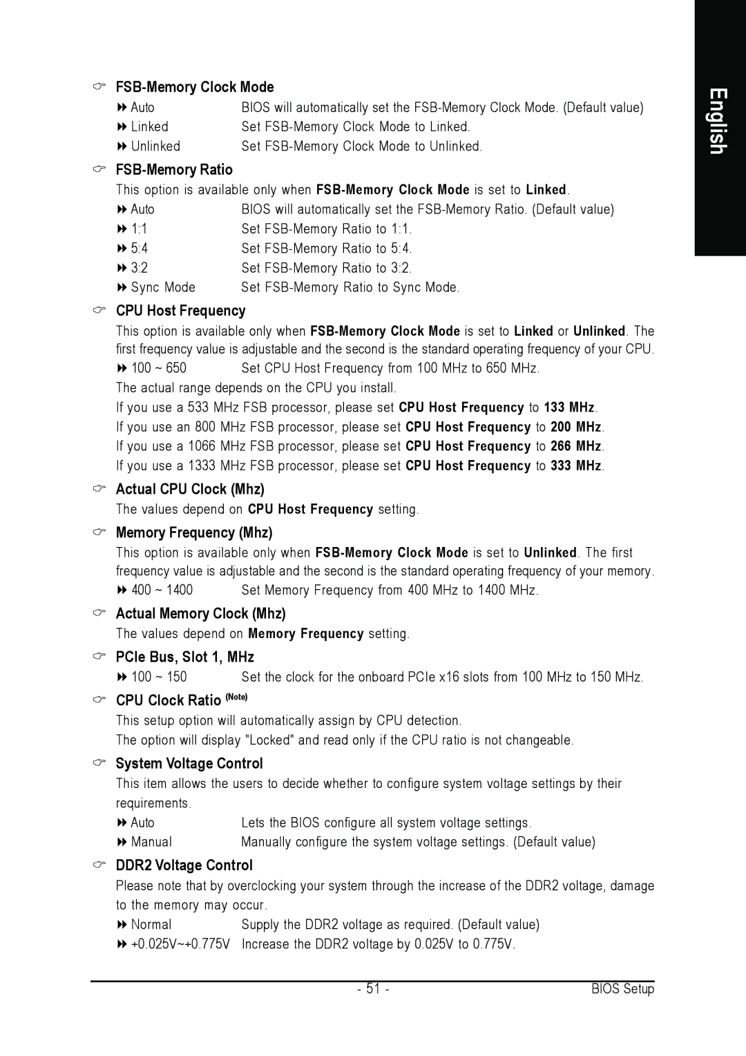 Intel GA-N650SLI-DS4 user manual FSB-Memory Clock Mode, FSB-Memory Ratio, CPU Host Frequency, Actual CPU Clock Mhz 