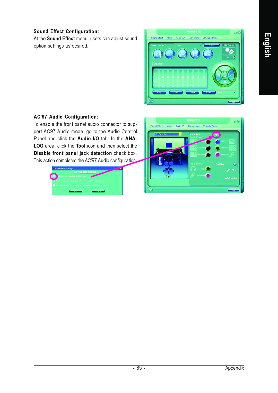 Intel GA-N650SLI-DS4 user manual Sound Effect Configuration 