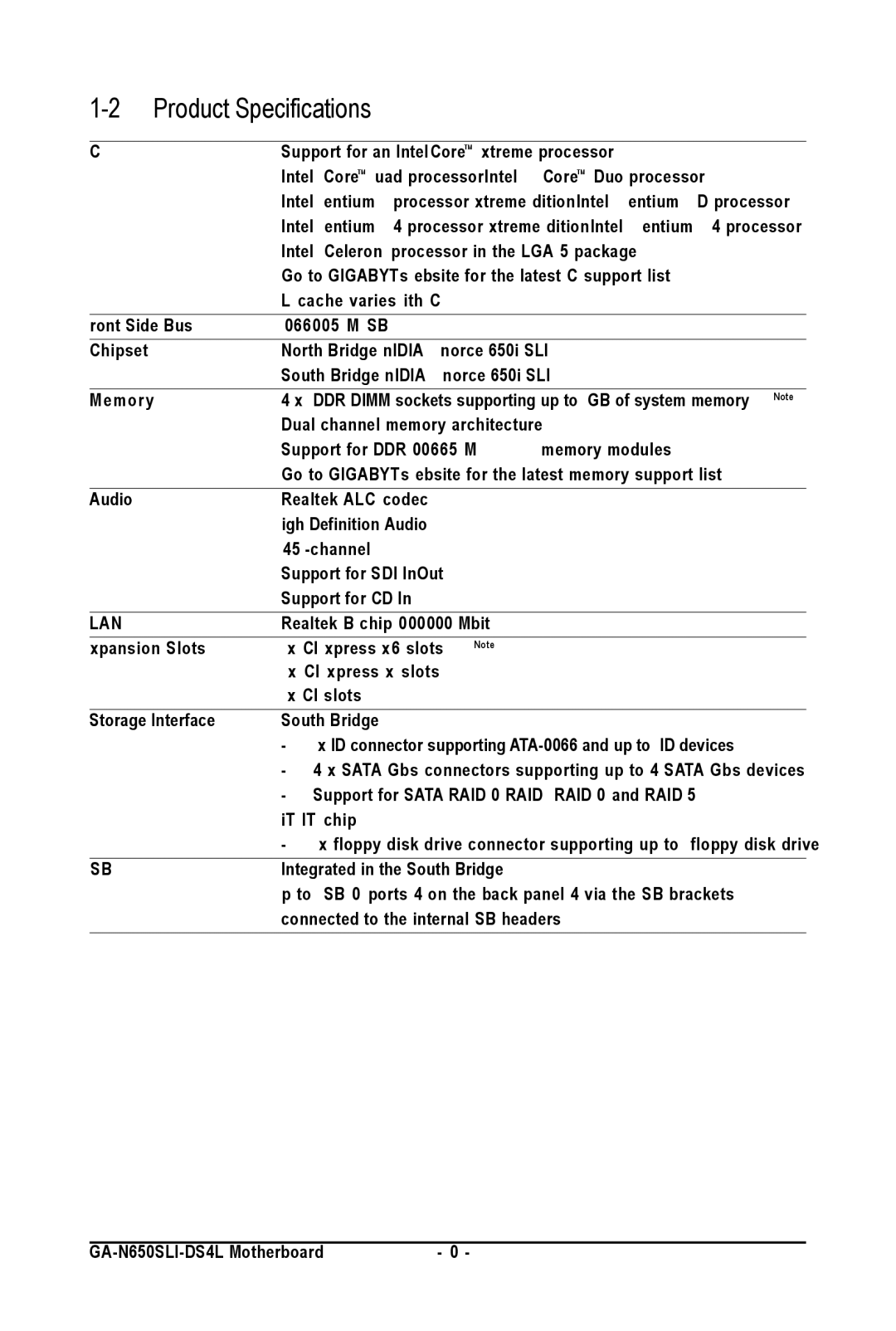 Intel GA-N650SLI-DS4L user manual Product Specifications, Cpu 