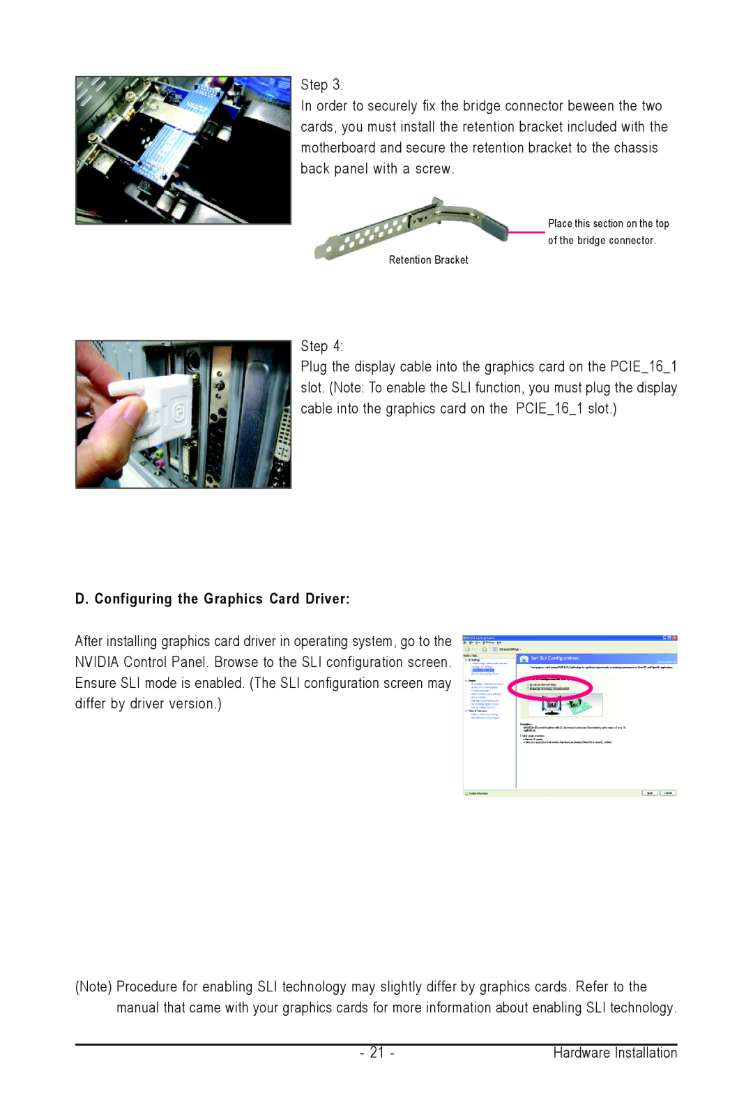 Intel GA-N650SLI-DS4L user manual Configuring the Graphics Card Driver 