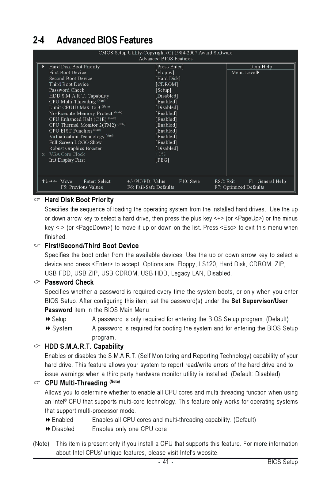 Intel GA-N650SLI-DS4L Hard Disk Boot Priority, First/Second/Third Boot Device, Password Check, HDD S.M.A.R.T. Capability 