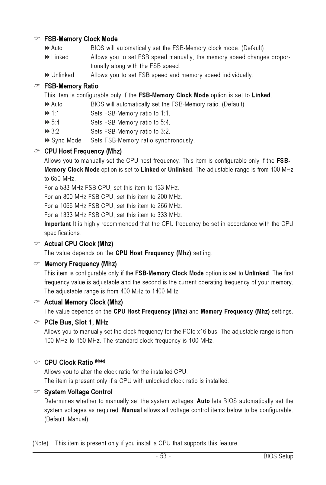 Intel GA-N650SLI-DS4L user manual FSB-Memory Clock Mode, FSB-Memory Ratio, CPU Host Frequency Mhz, Actual CPU Clock Mhz 