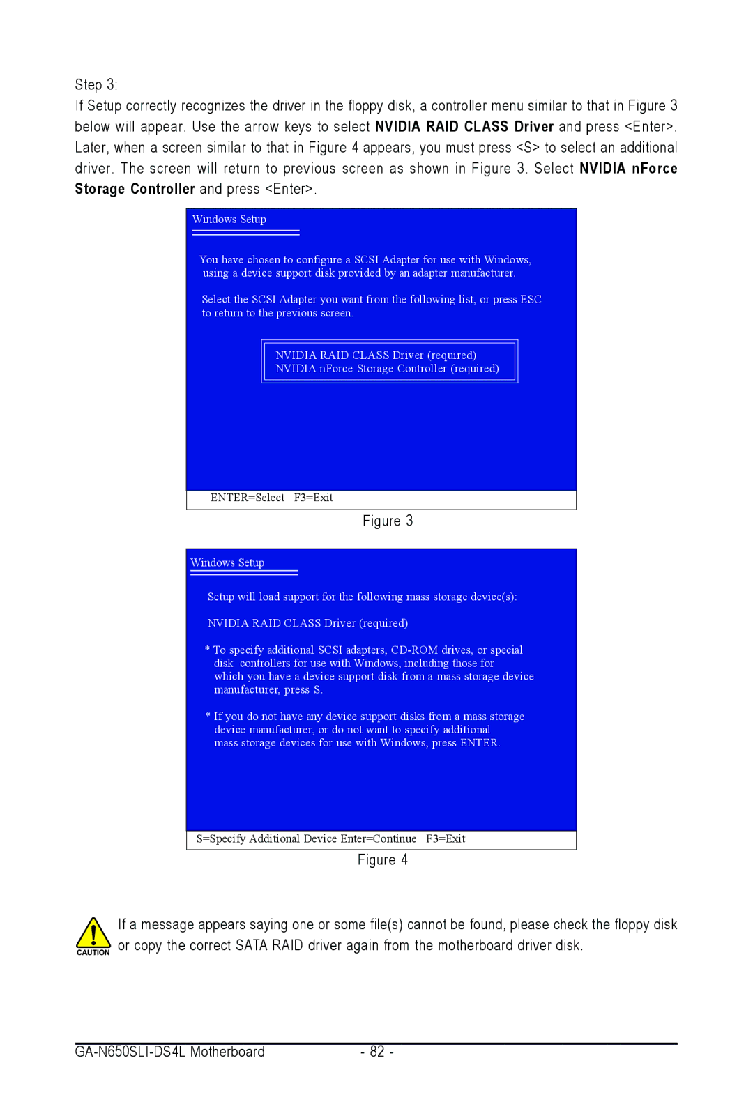 Intel GA-N650SLI-DS4L user manual ENTER=Select F3=Exit 