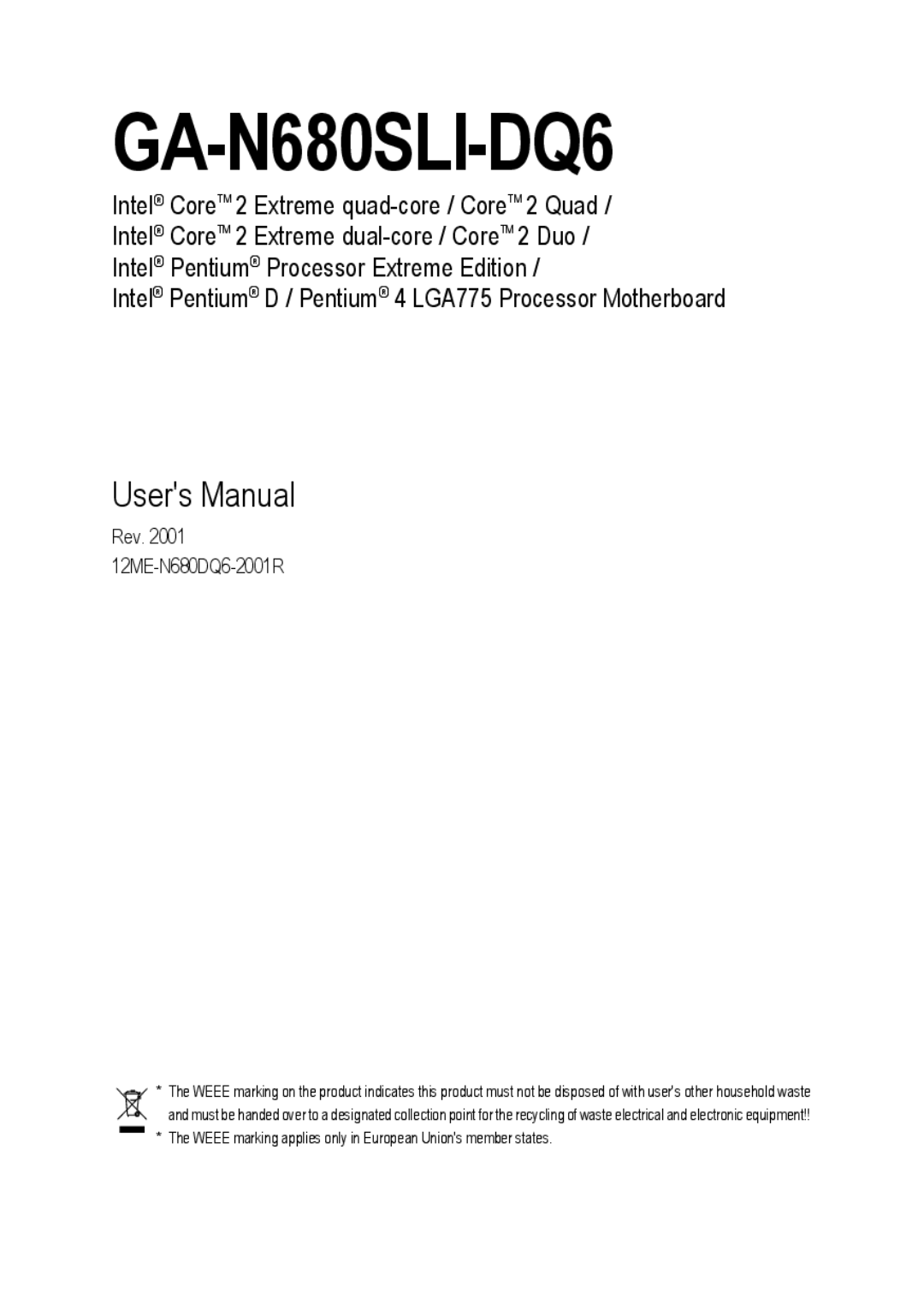 Intel GA-N680SLI-DQ6 user manual 