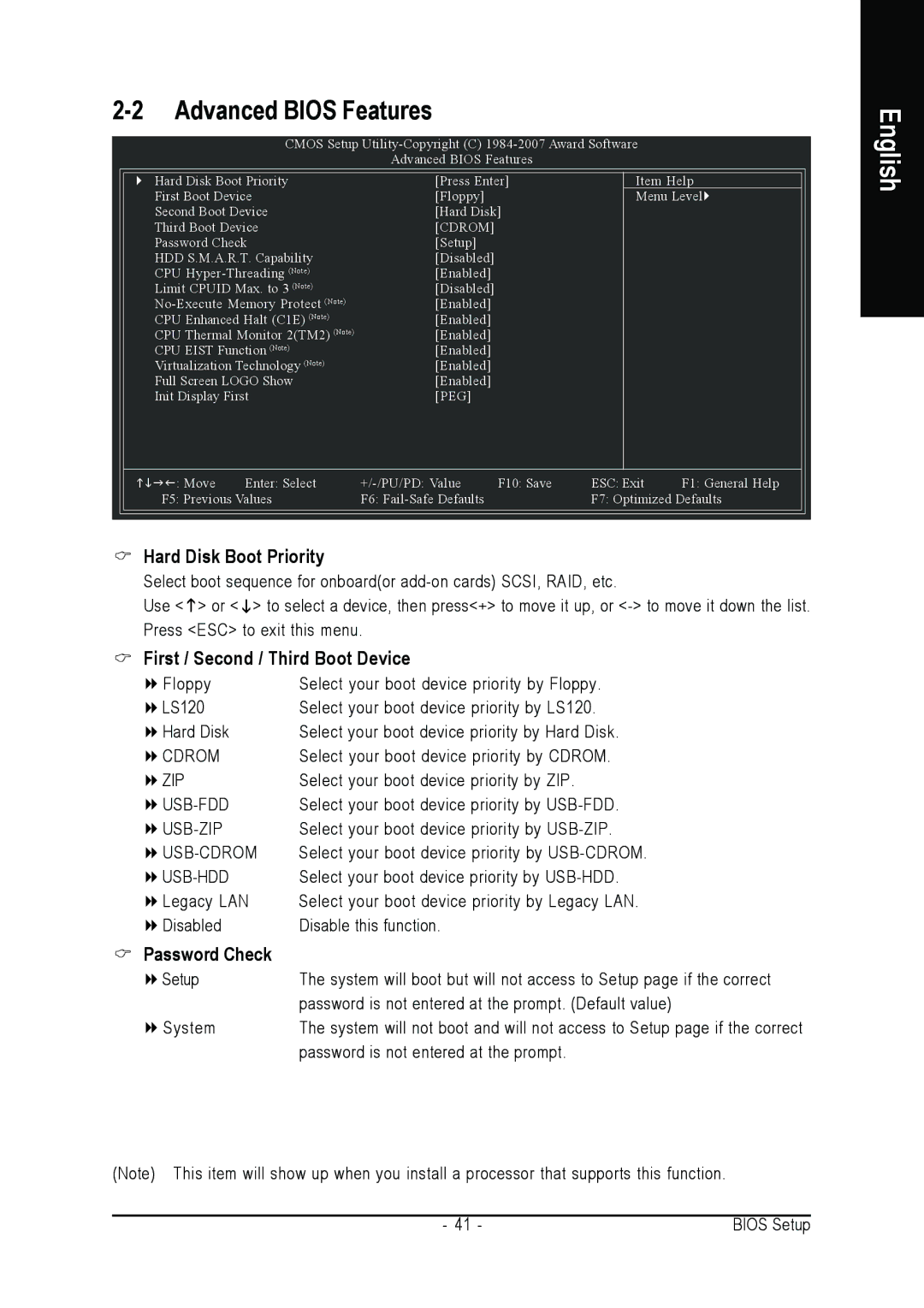 Intel GA-N680SLI-DQ6 user manual Hard Disk Boot Priority, First / Second / Third Boot Device, Password Check 