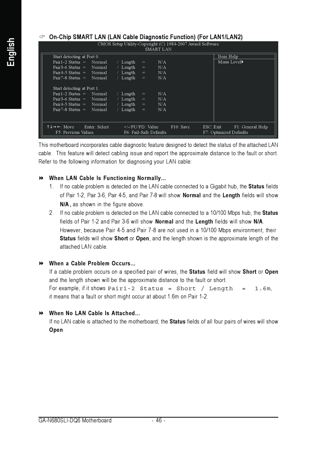 Intel GA-N680SLI-DQ6 user manual When LAN Cable Is Functioning Normally 