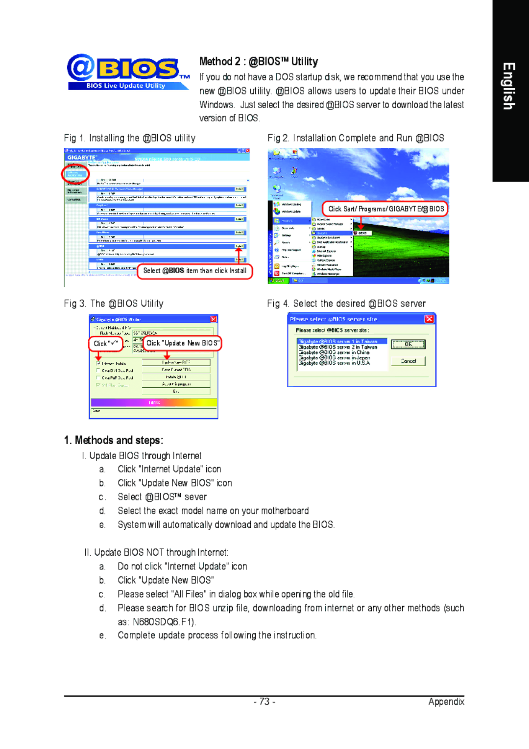 Intel GA-N680SLI-DQ6 user manual Method 2 @BIOSTM Utility, Methods and steps 