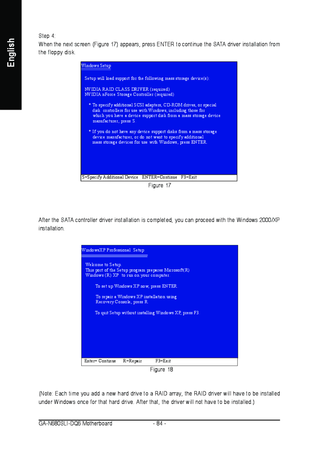 Intel GA-N680SLI-DQ6 user manual Enter= Continue R=Repair F3=Exit 