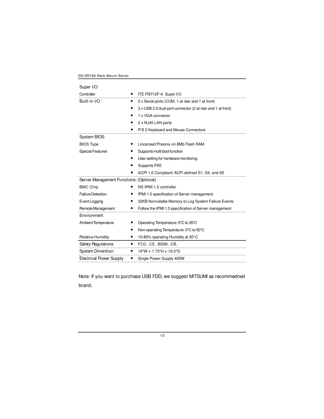 Intel GS-SR168 manual Super I/O 