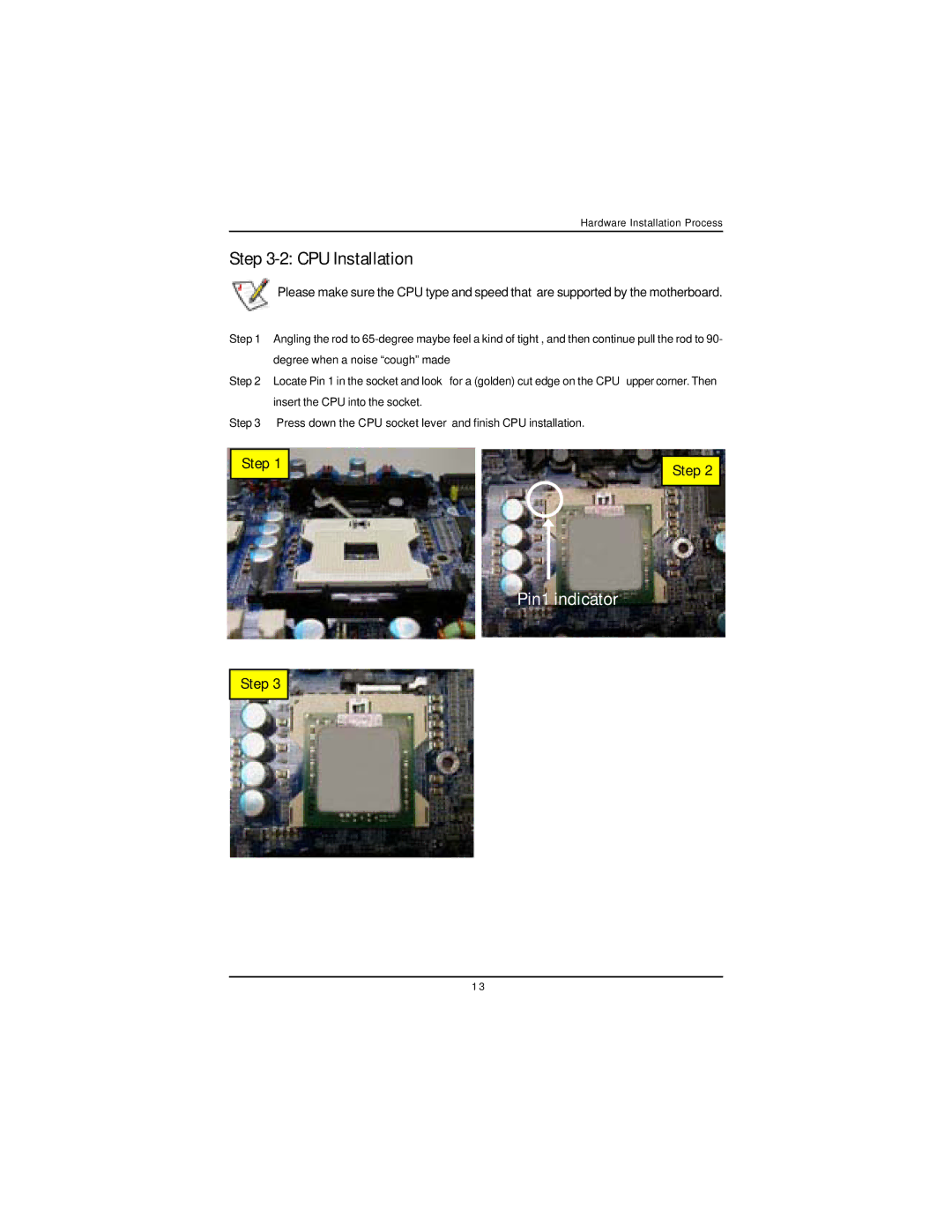 Intel GS-SR168 manual CPU Installation, Pin1 indicator 