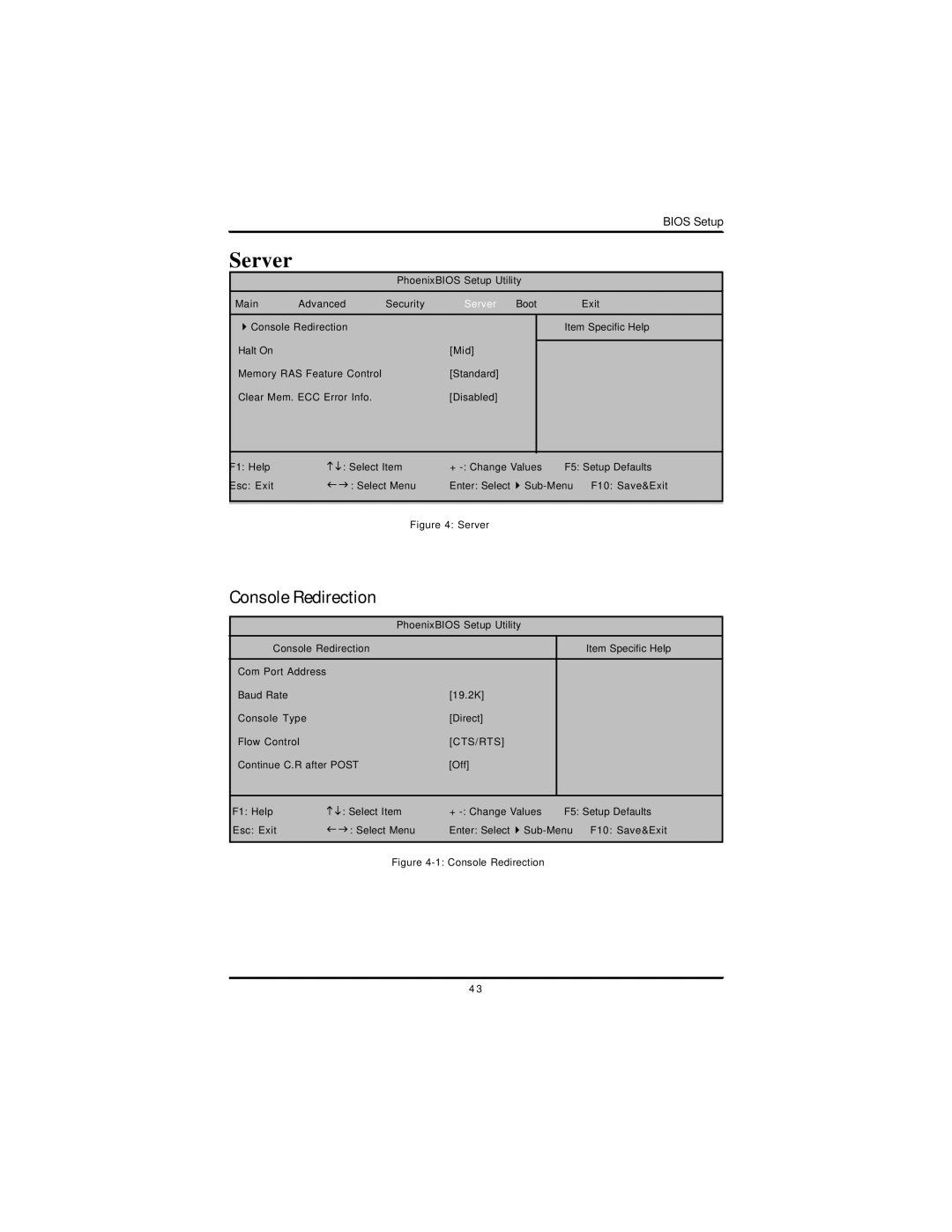 Intel GS-SR168 manual Server, Console Redirection 