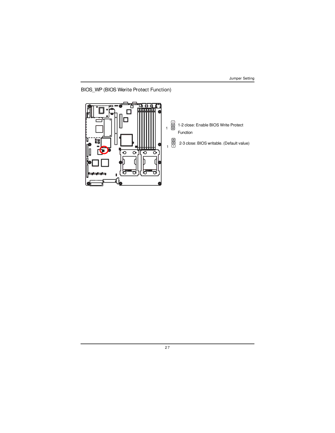 Intel GS-SR195V manual Bioswp Bios Werite Protect Function 