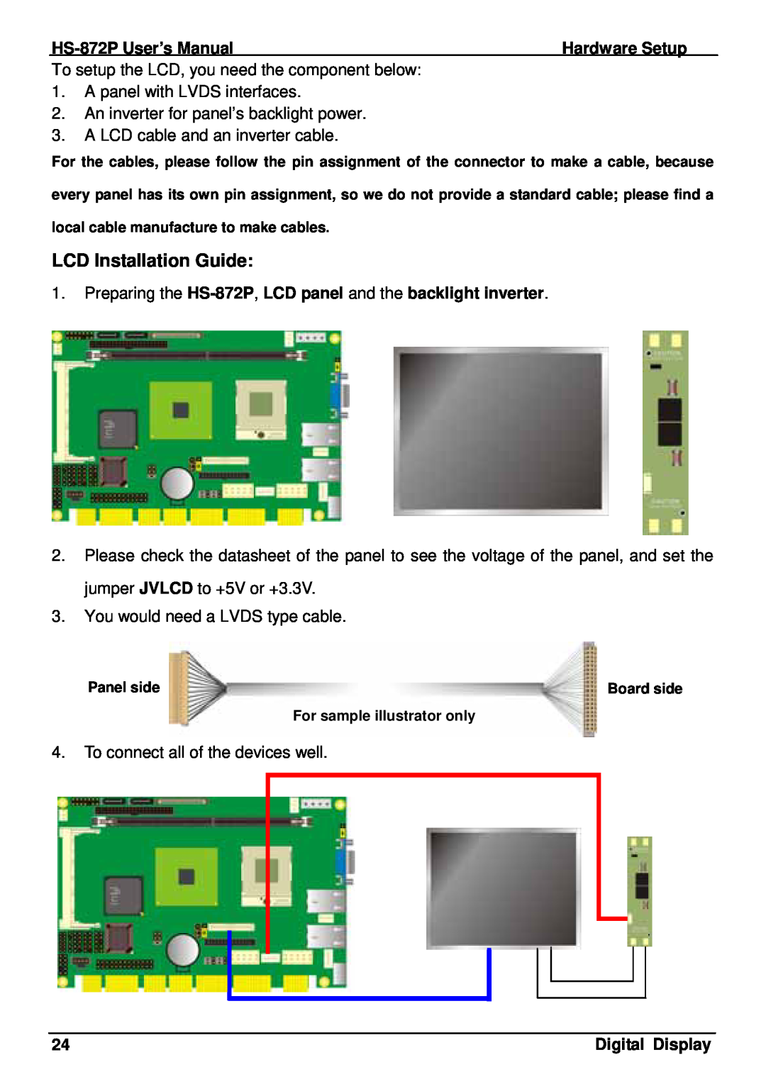 Intel HS-872P, half-size single board computer user manual LCD Installation Guide 