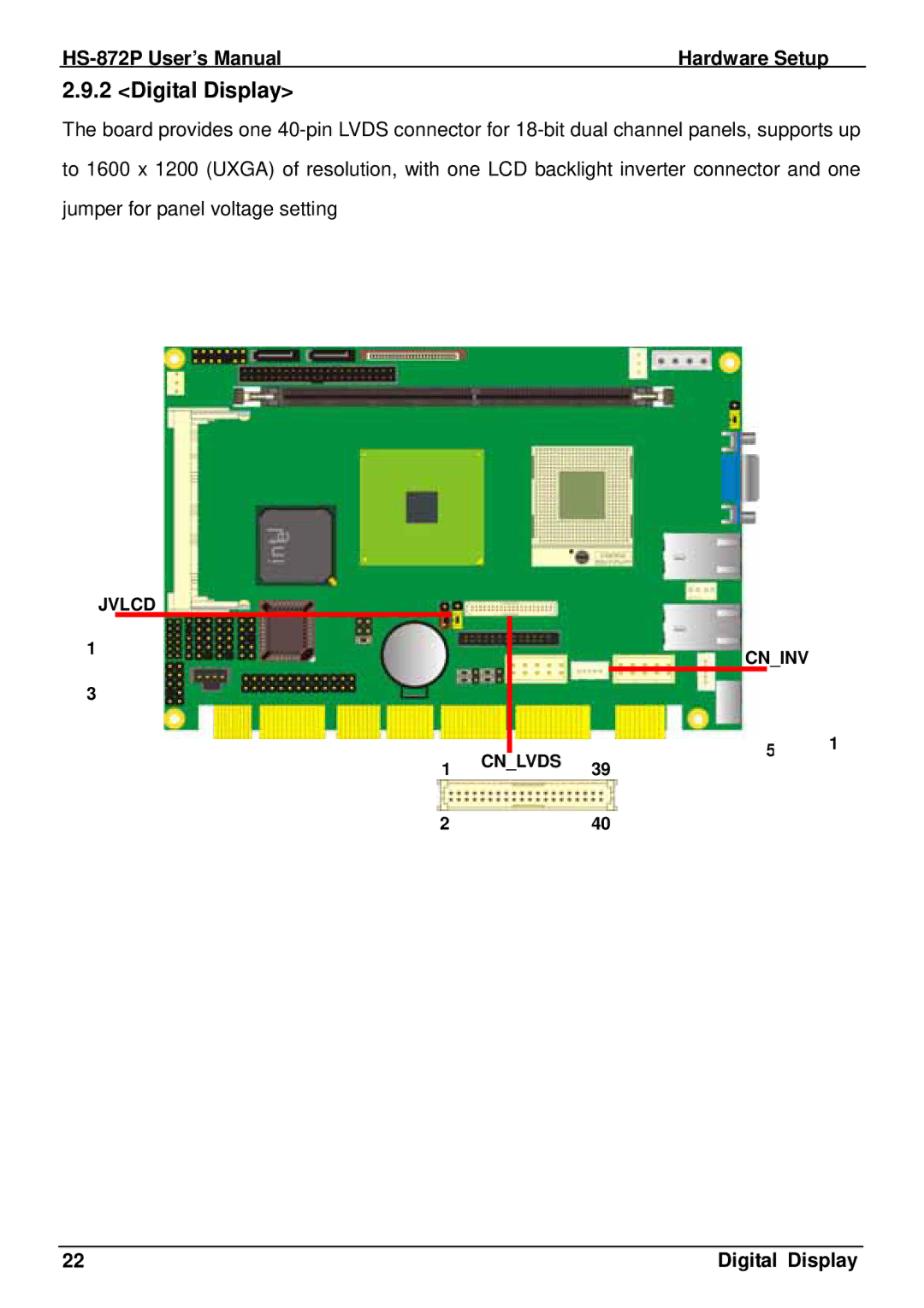 Intel HS-872P, half-size single board computer user manual Digital Display 