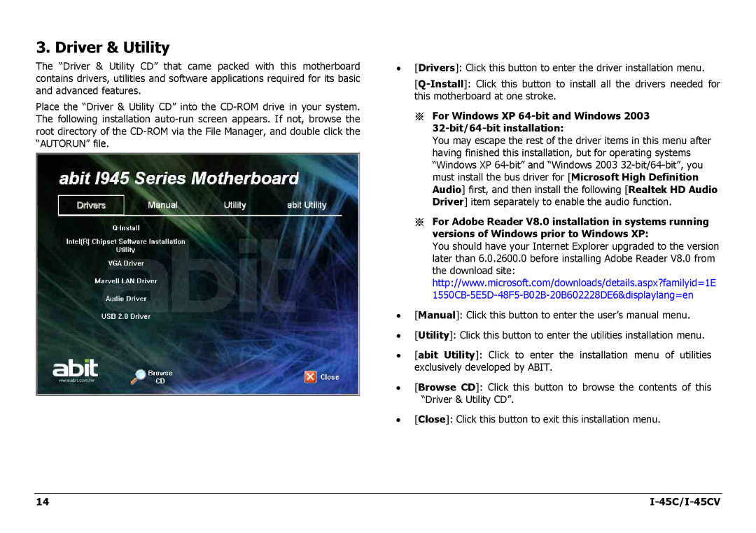 Intel I-45CV manual Driver & Utility 