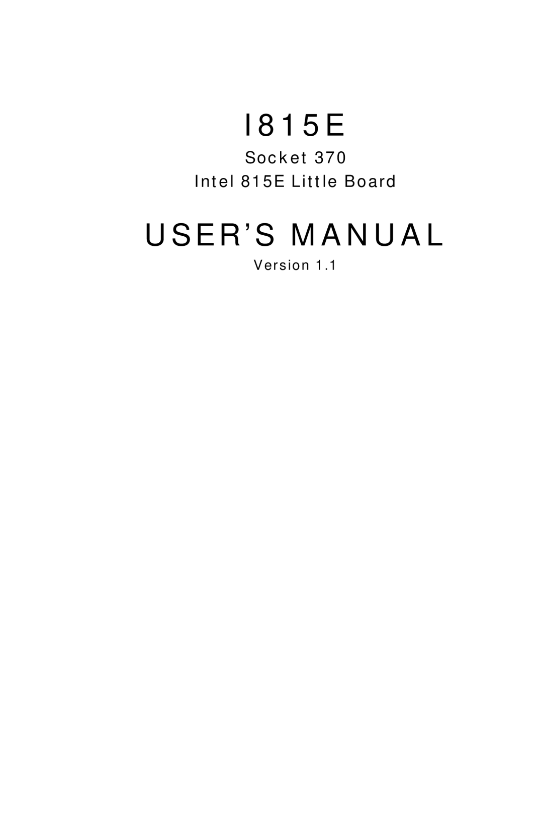 Intel I815E user manual USER’S Manual, Version 