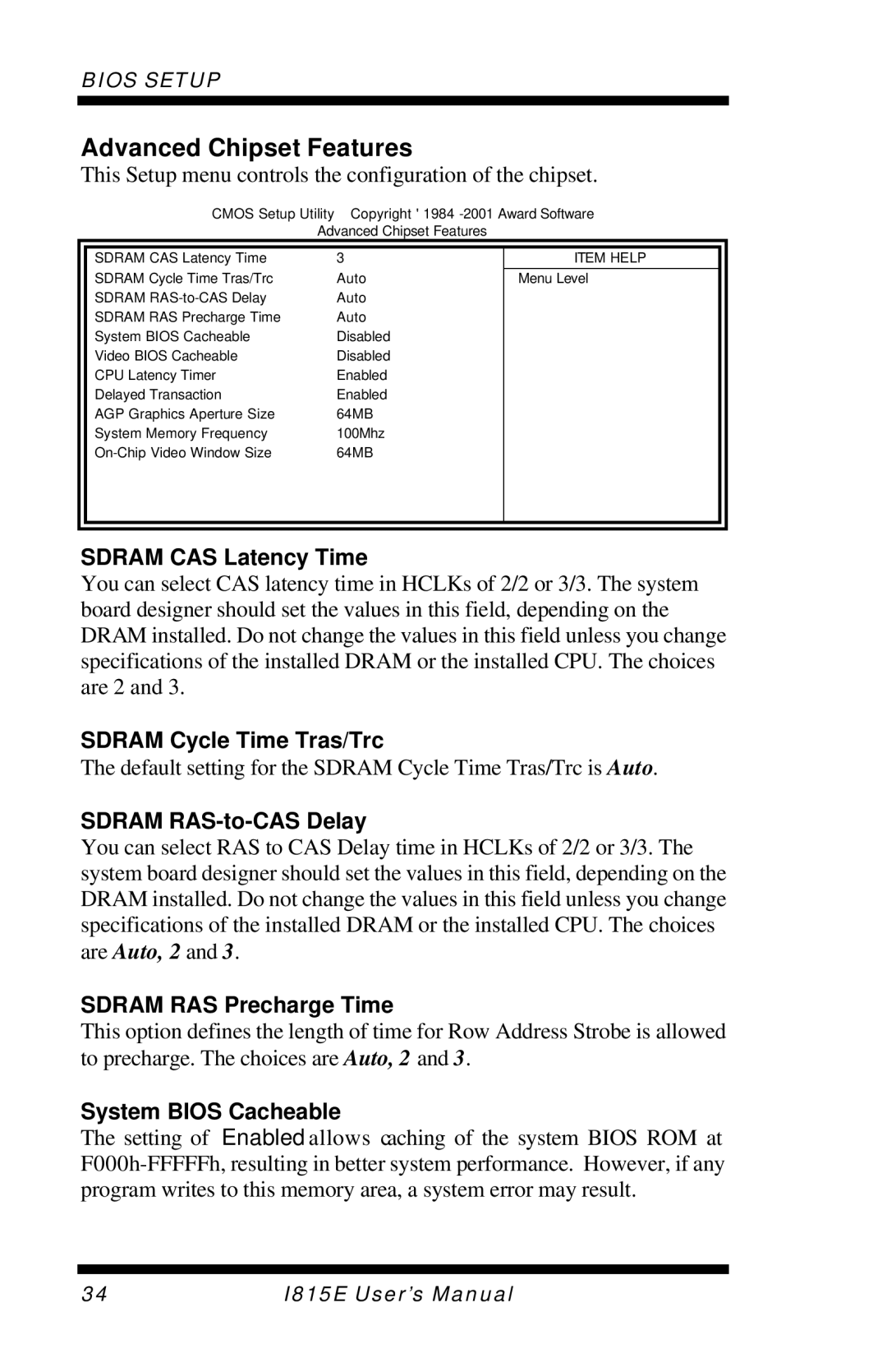 Intel I815E user manual Advanced Chipset Features 