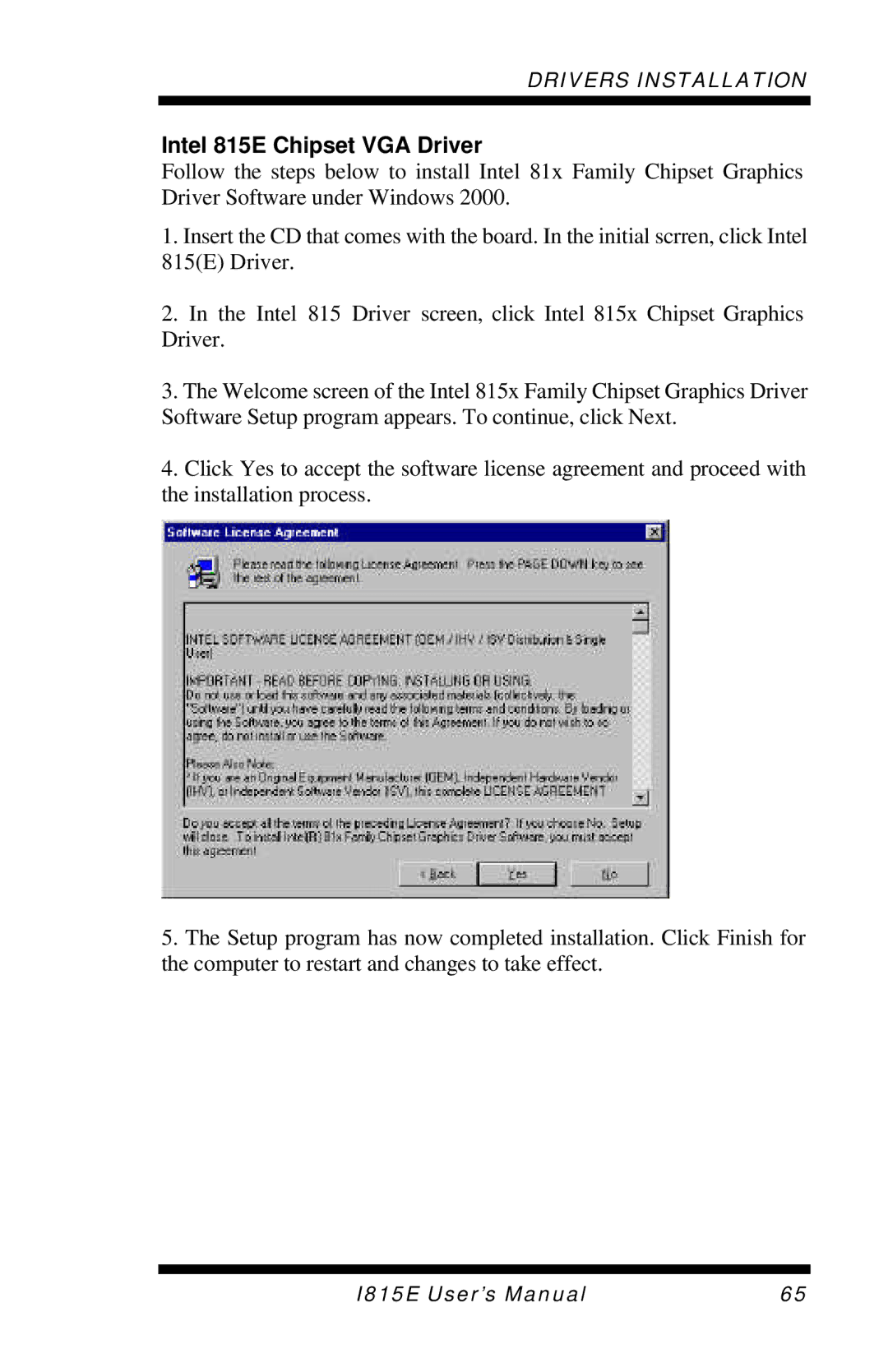 Intel I815E user manual Intel 815E Chipset VGA Driver 