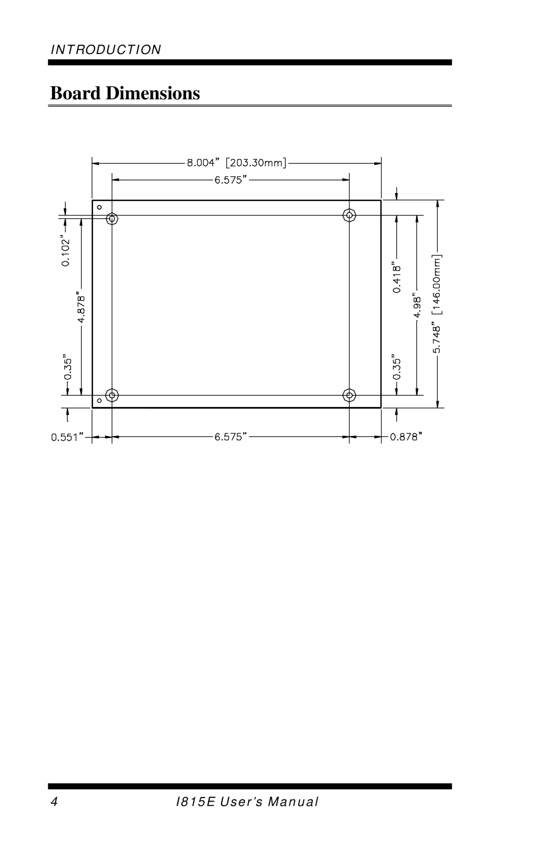 Intel I815E user manual Board Dimensions 