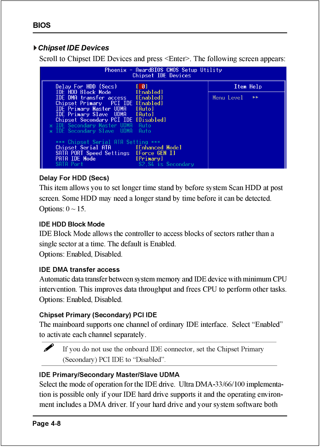 Intel I945P specifications Chipset IDE Devices 