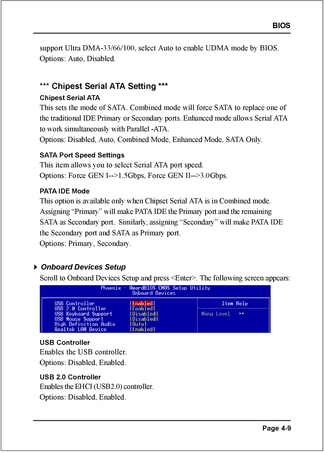 Intel I945P specifications Chipest Serial ATA Setting 