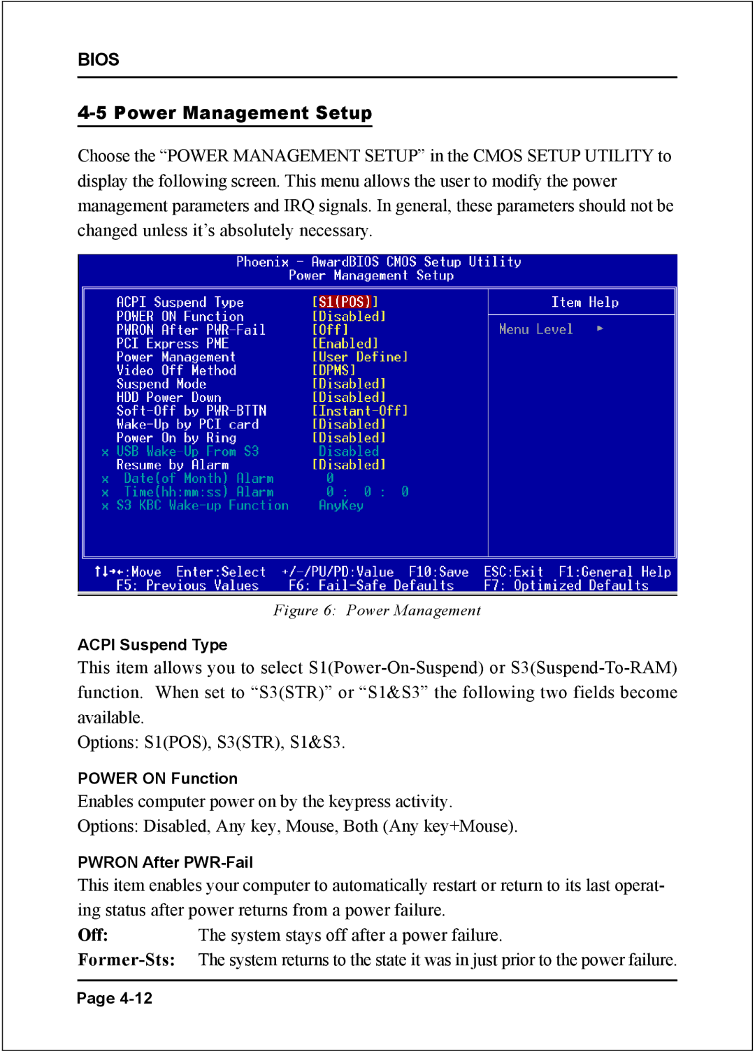 Intel I945P specifications Power Management Setup 