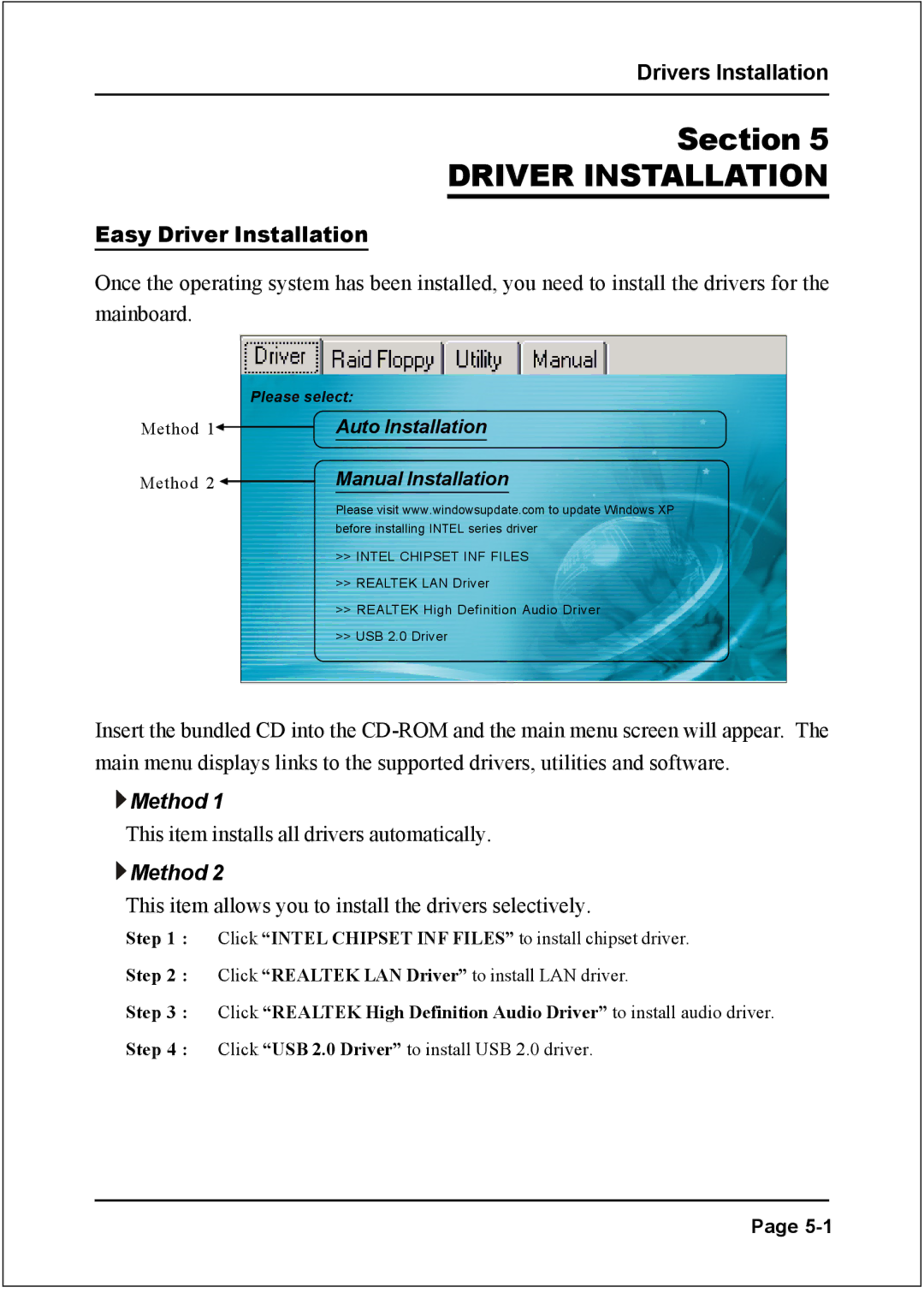 Intel I945P specifications Drivers Installation, Easy Driver Installation 