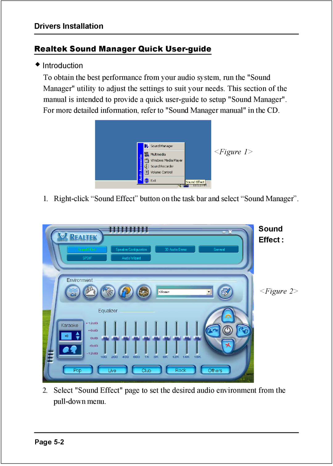 Intel I945P specifications Drivers Installation Realtek Sound Manager Quick User-guide, Sound Effect 