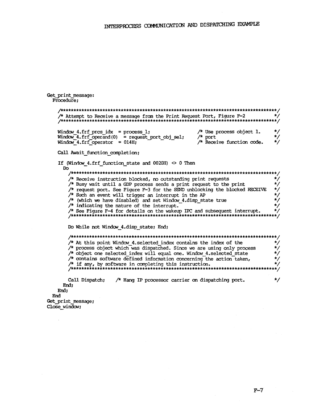 Intel iapx 432 manual Interprxess exM-UNICATICN and Dispaiching Example 