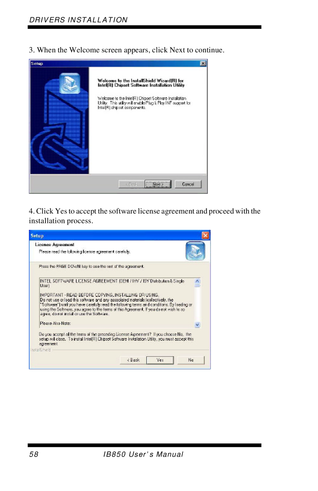 Intel IB850 user manual Drivers Installation 