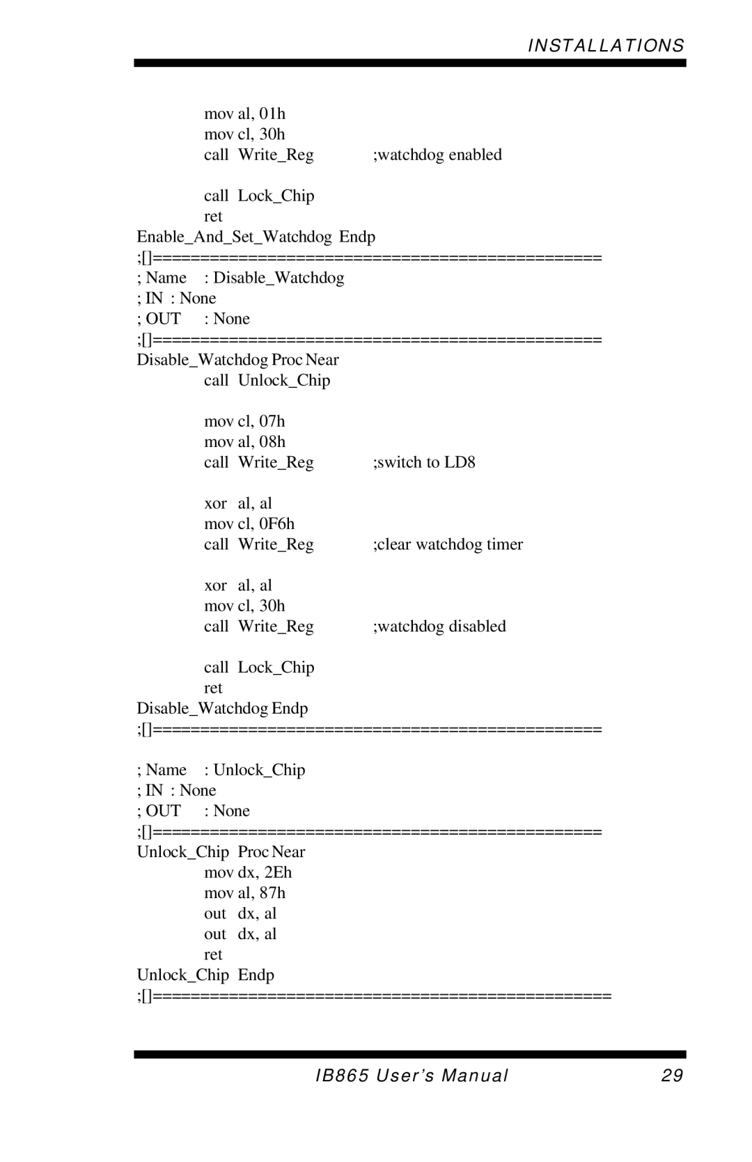 Intel 865G, IB865 user manual Name DisableWatchdog None 