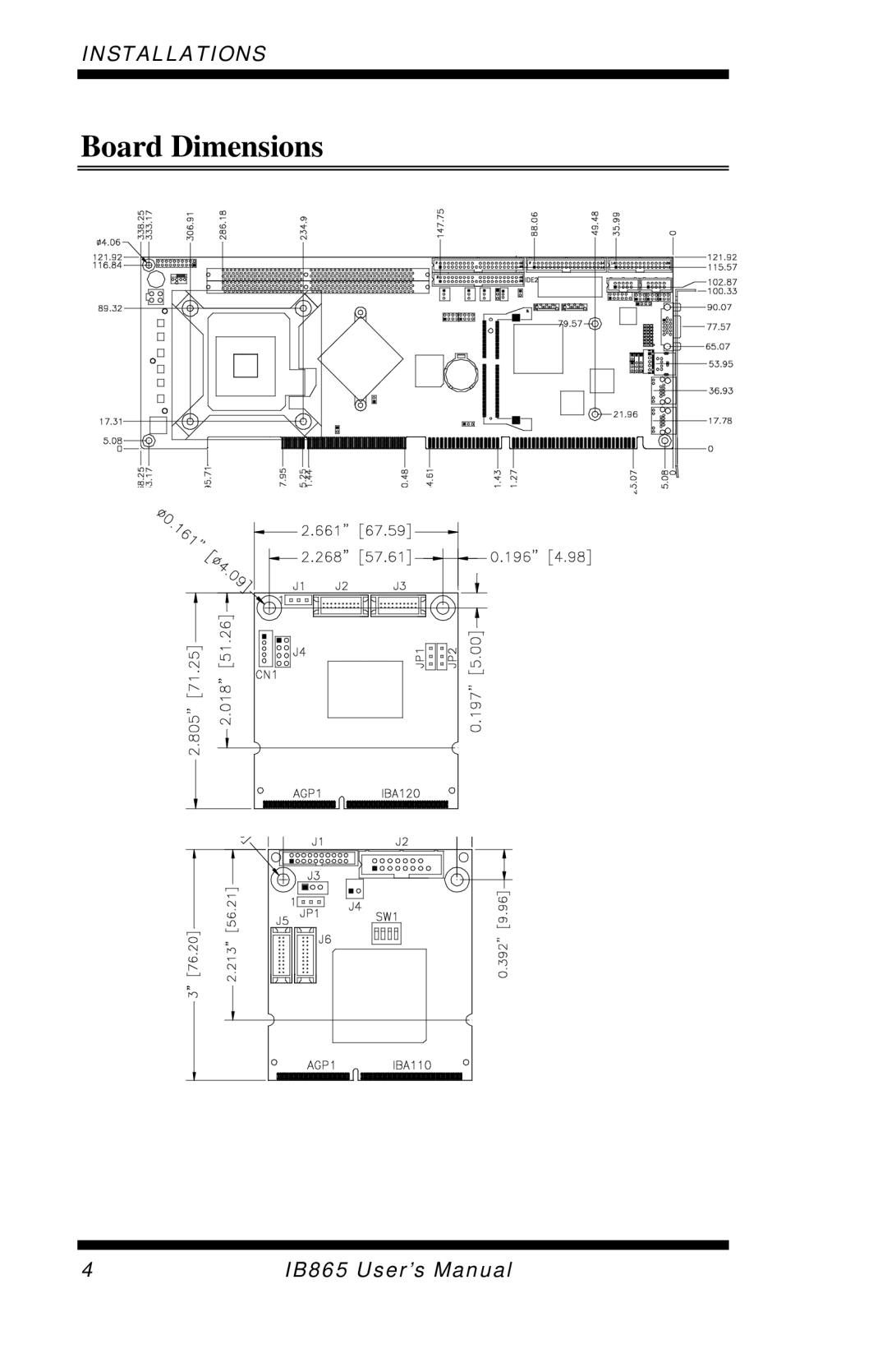 Intel IB865, 865G user manual Board Dimensions 