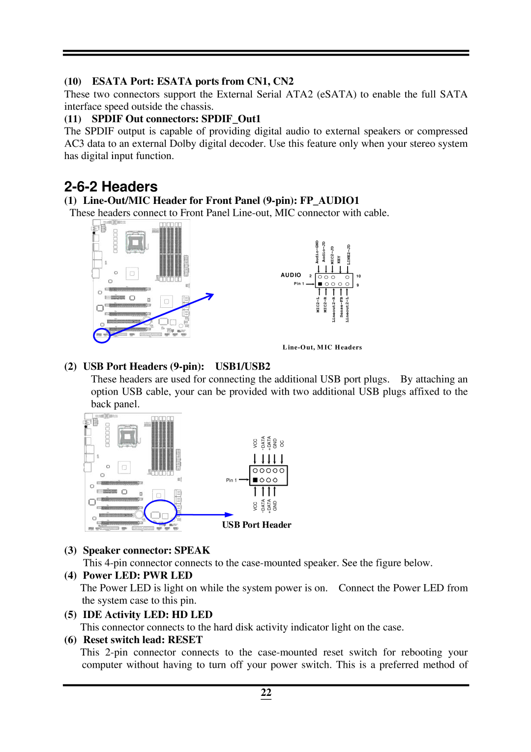 Intel X58, ICH10R user manual Headers 