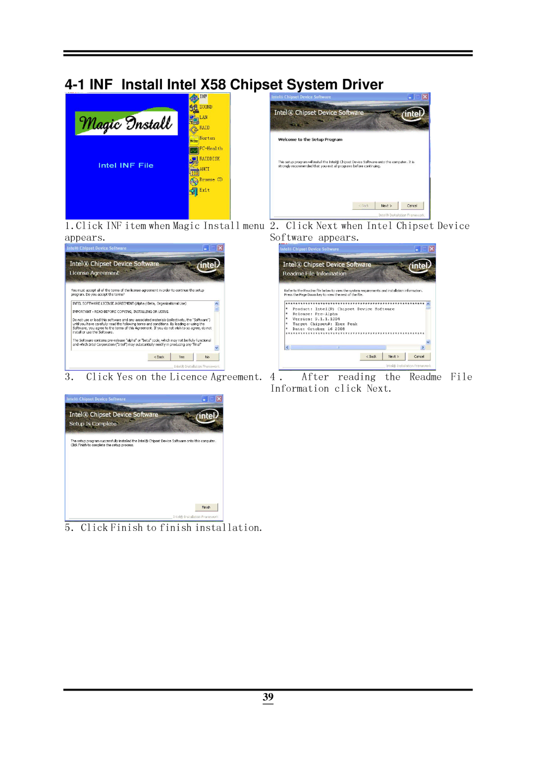 Intel ICH10R user manual INF Install Intel X58 Chipset System Driver 